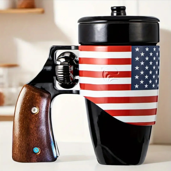 16oz Black Ceramic Gun Coffee Mug - Perfect Birthday Gift for Men & Women, Patri - Picture 3 of 4